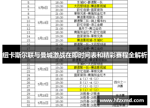 纽卡斯尔联与曼城激战在即时间表和精彩赛程全解析 纽卡斯尔联与曼城激战在即时间表和精彩赛程全解析